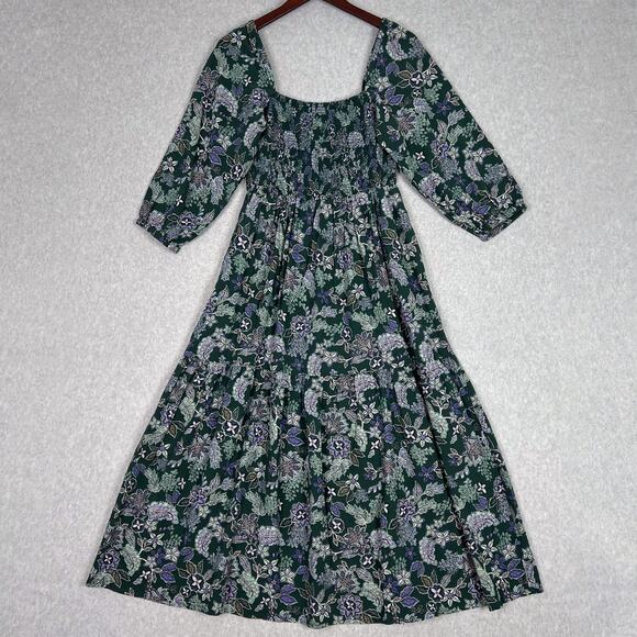 Marine Layer Forest Floral Ivy Smocked Midi Dress Size Small - Picture 2 of 14